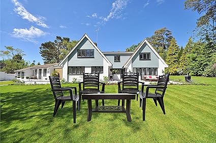 rw rest well standard armchair and table combo - indoor and outdoor furniture set (windsor & vegas, brown, set of 4 chairs)