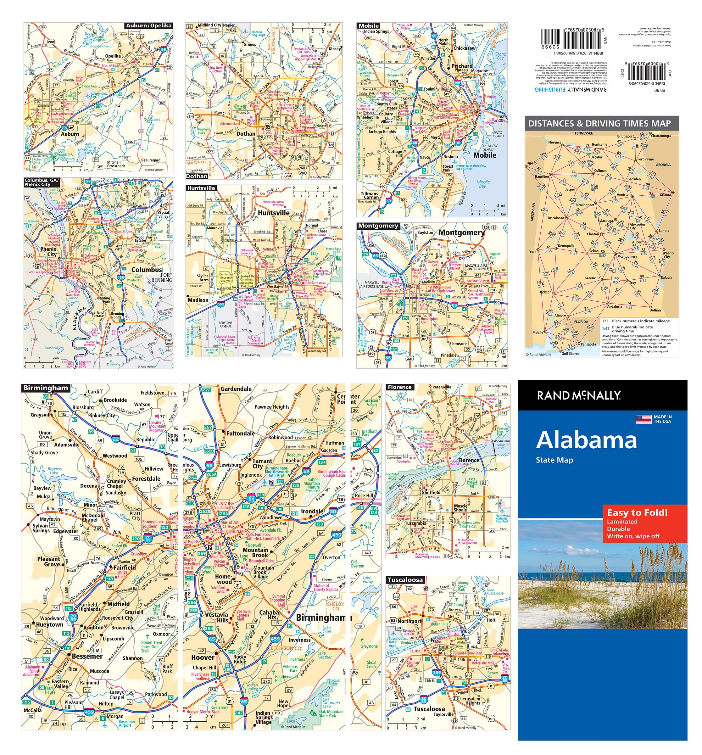 Rand McNally Easy to Fold: Alabama State Laminated Map - Image 3