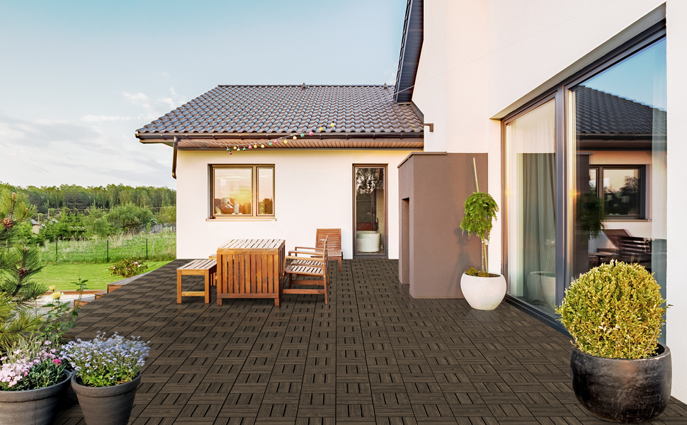 Amazon.com: Yaheetech 27 Pack Patio Tiles 12 x 12'' Decking Tiles