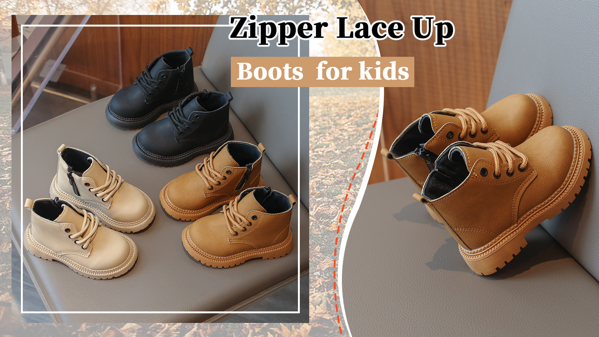 Bottines Enfant Antidérapantes Et Imperméables - Taille EU 21 à 30, Fermeture Zip Et Lacets, Pour Printemps/automne - 5