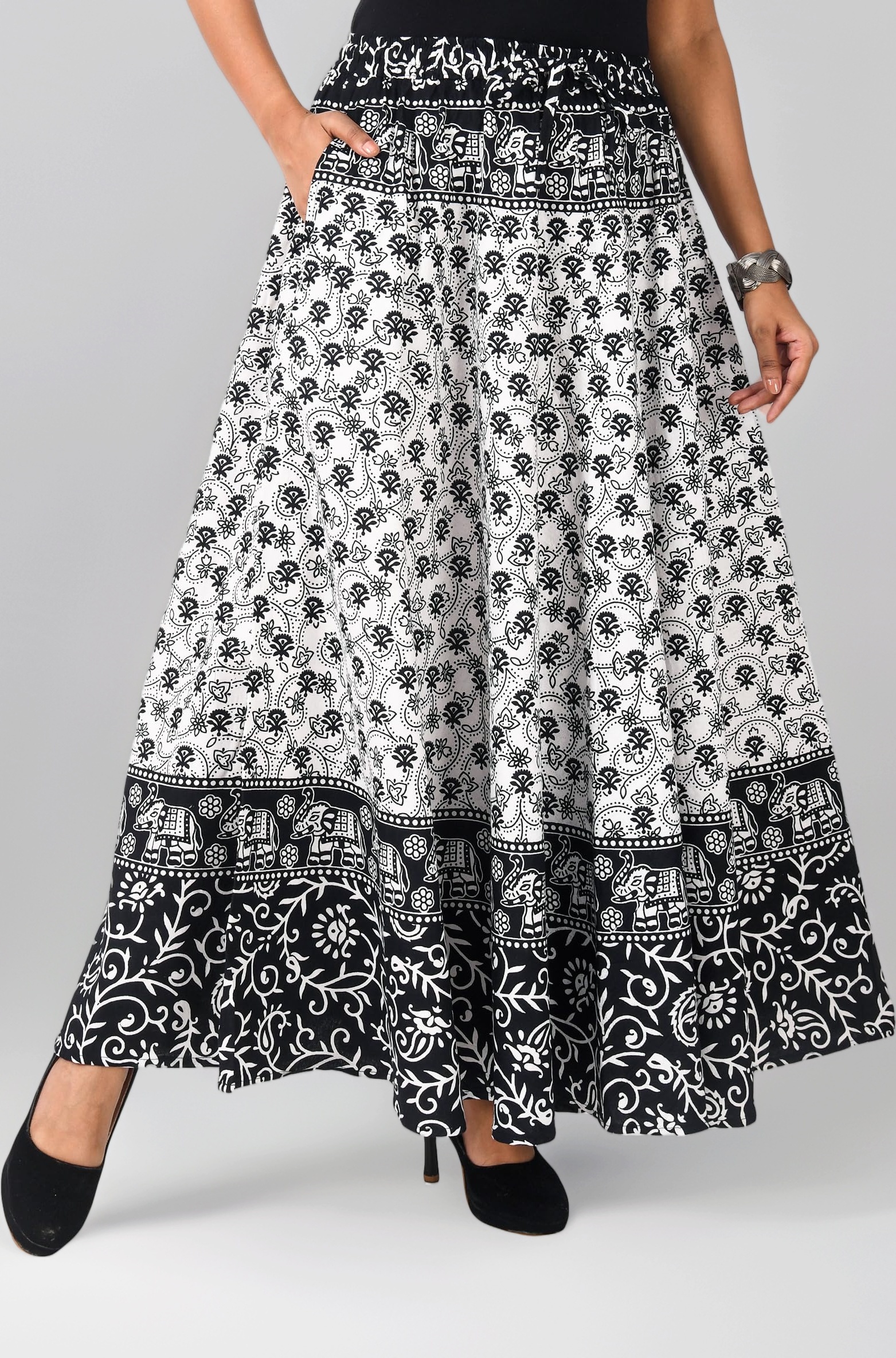 Premium Cotton Skirt for Women with Pocket, Free Size