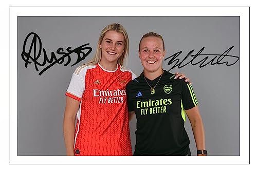 RJR PRINTS Alessia Russo & Beth Mead - Arsenal Ladies Signed 6X4 Inch Photo With Print Pre Printed Signature Football/Soccer Autograph Gift
