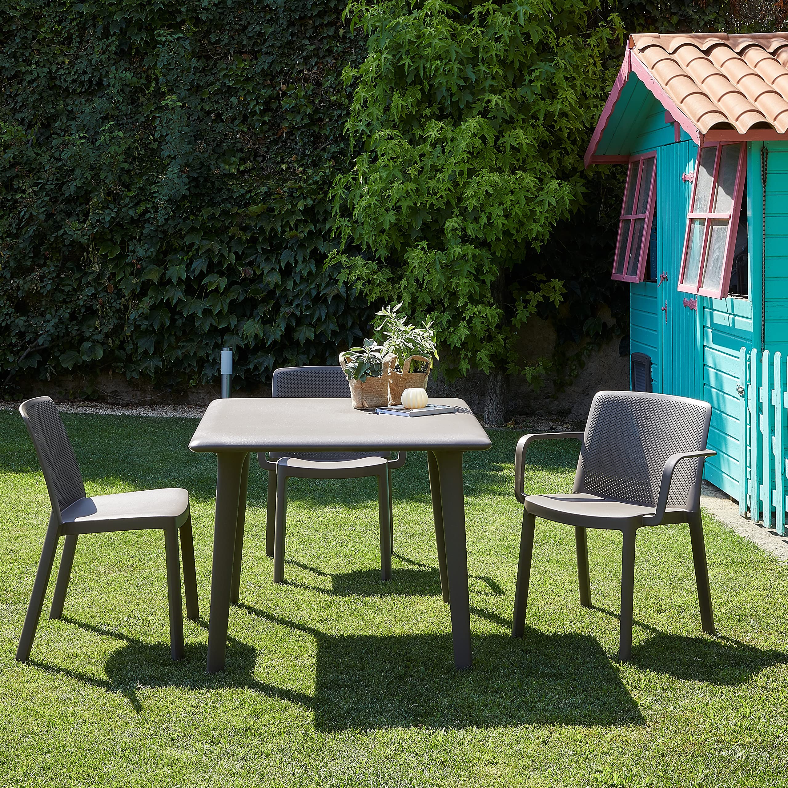 resol New Dessa Tavolo, Grigio Scuro, 90 x 90 x 74 cm