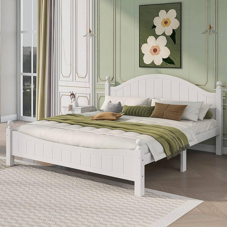ベッドフレーム White bed frame White Bed Frame with 4 Storage Drawers, Upholstered Platform