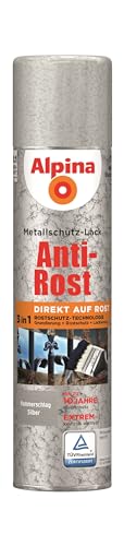 Alpina Metallschutzlack Sprühdose – Matt – Hammerschlag Silber – Anti-Rost-Lack für einen Langzeit-Korrosionsschutz – Witterungs- und UV-beständig – 400ml