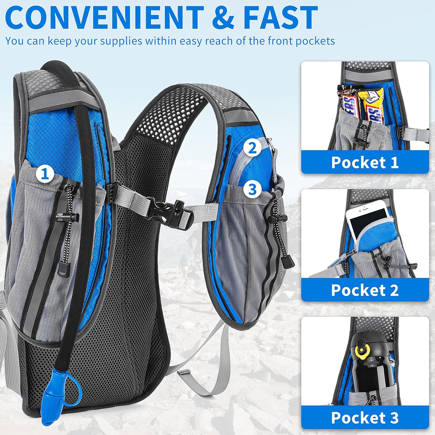 RUPUMPACK Hydration Vest Backpack Small: Running Hydration Vest Pack with 2L Water Bladder - Lightweight Water Hydro Vest Backpacks for Men Women Trail Cycling Biking Hiking Rave Festival