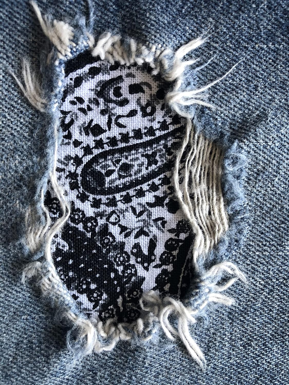 Perfect Paisley Peek-A-Boo Iron On Patches by HoleyPatches (Black & White, 3" x 5")