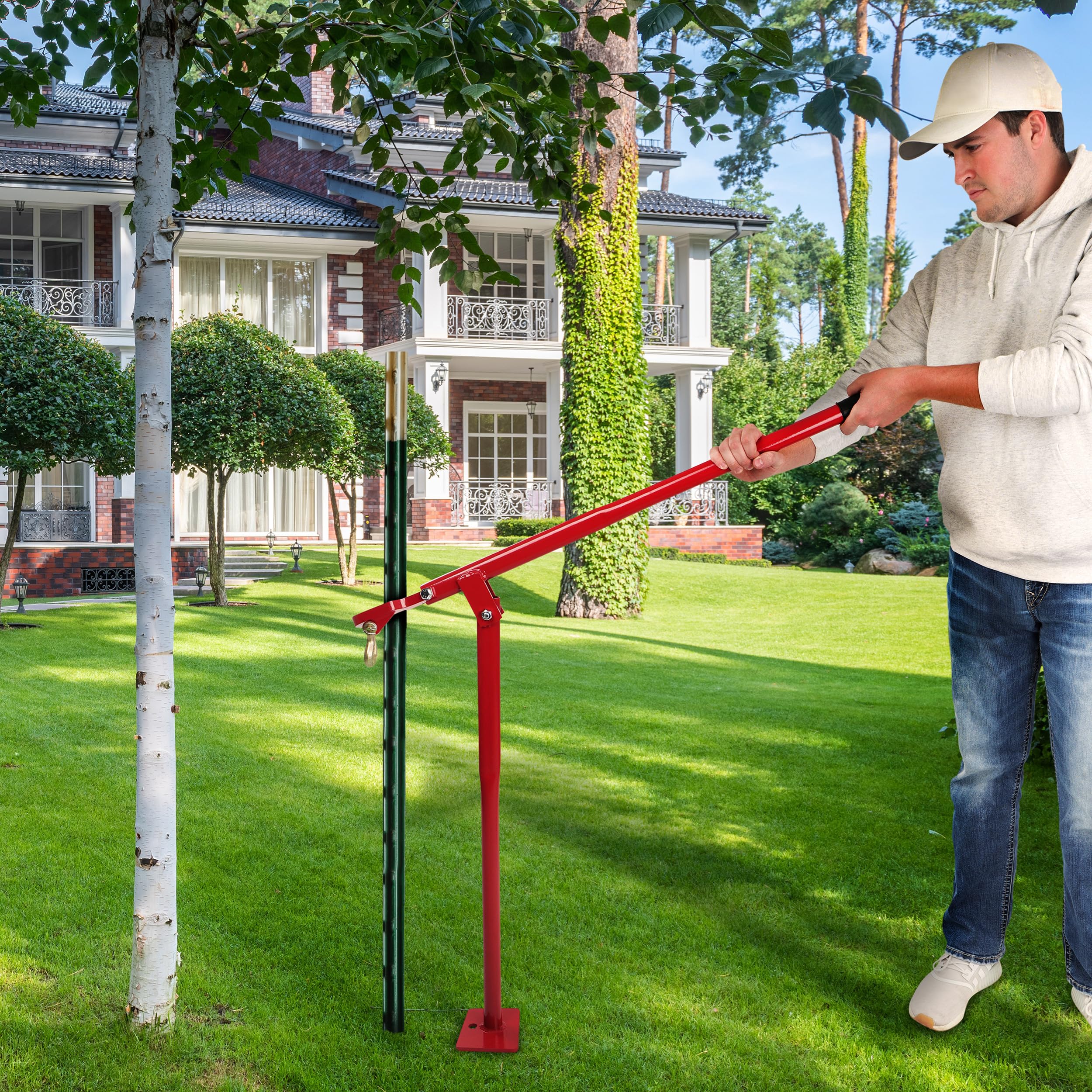 BISupply Extractor de poste en T para postes de valla – Extractor de postes de madera de 36 pulgadas T y removedor de tocones de árbol para yardas