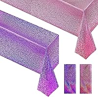 Vista 29 de 2 piezas de mantel holográfico negro con láser, mantel espacial de galaxia, mantel de 40 * 108 pulgadas con estrellas brillantes, mantel