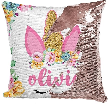 flip sequin initial pillow