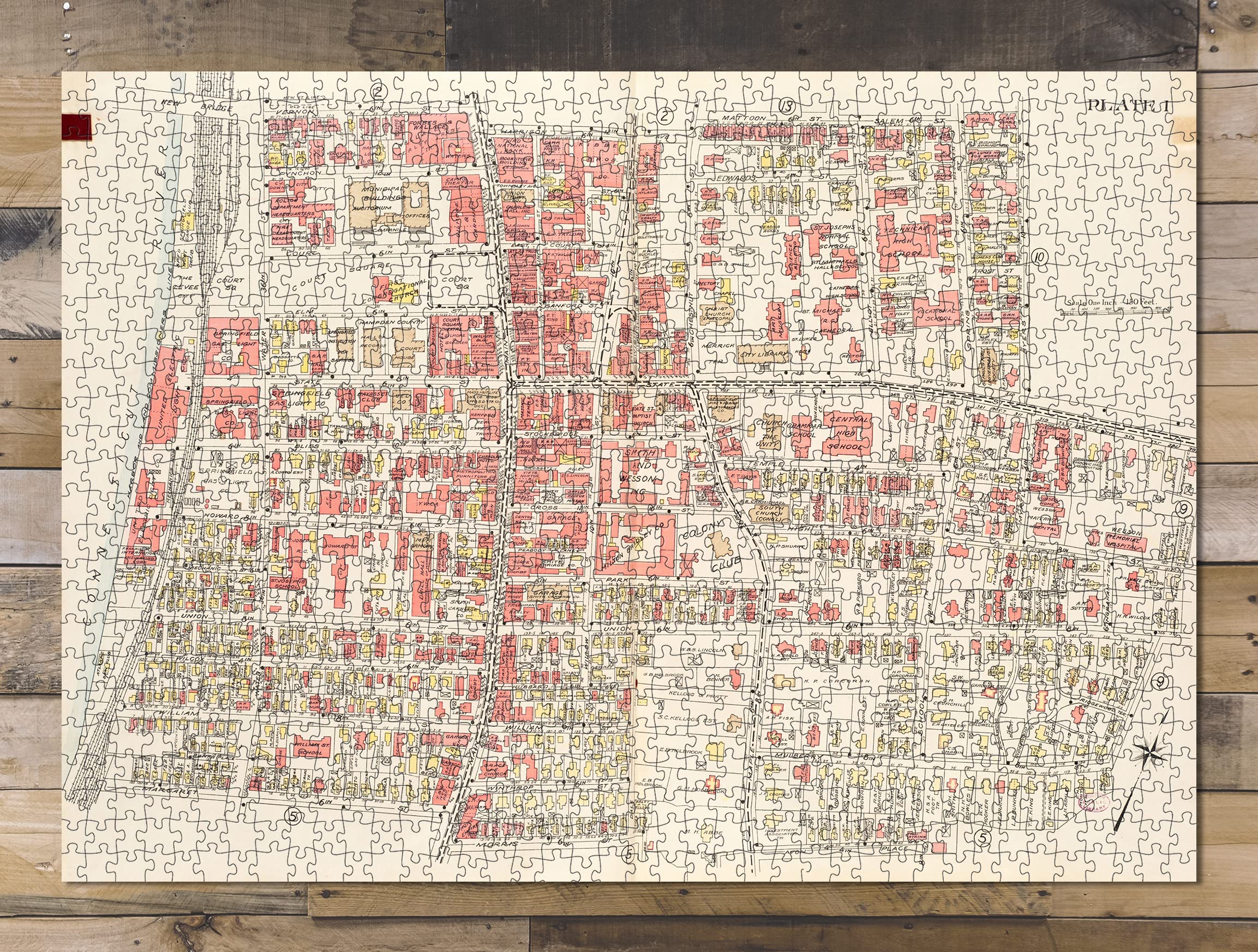 1000 Piece puzzle-1920 Map|Title: Richards Standard Atlas of The City of Springfield and The Town of Longmeadow, Massach