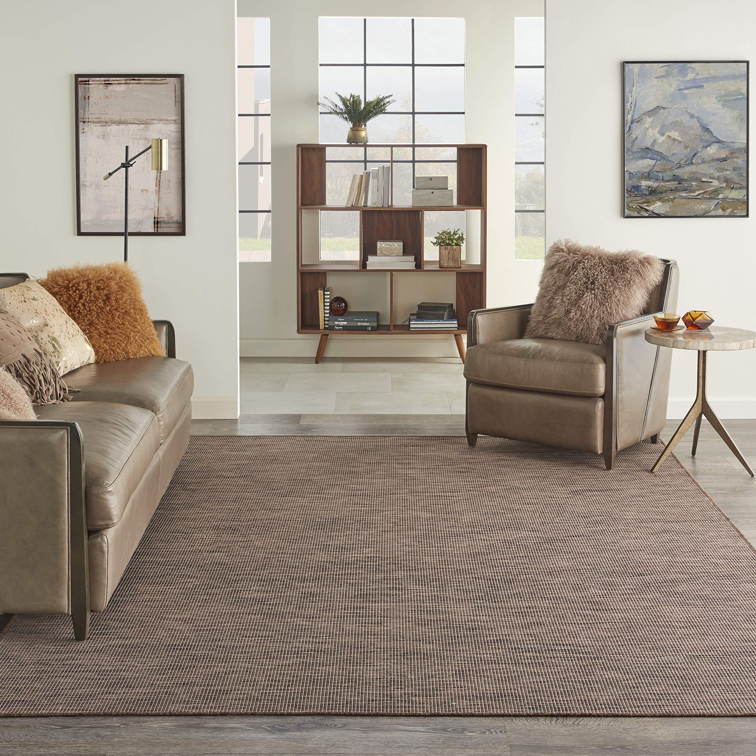 Nourison Positano Natural 9' x 12' Area Rug, Modern, Solid, Indoor/Outdoor, Easy Cleaning, Non Shedding, Bed Room, Living Room, Deck, Backyard