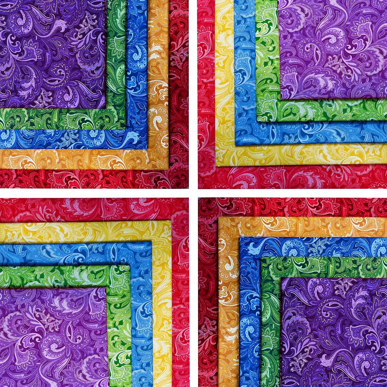 LUMANSUO 50pcs 10" x 10" Cotton Quilting Fabric Squares Fat Quarter Bundles Fabric for DIY Craft Patchwork,Paisley