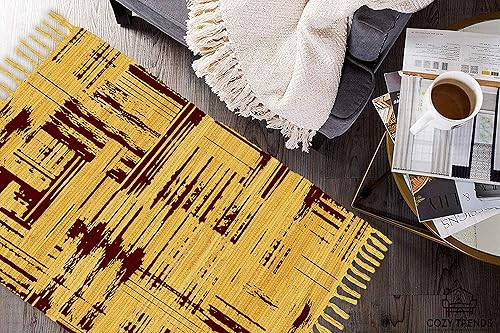 Miniatura 89 de Alfombra de trapo de algodón, 24 x 36 pulgadas, multicolor, tejida a mano, lavable y reversible, para sala de estar, cocina, entrada, con borlas