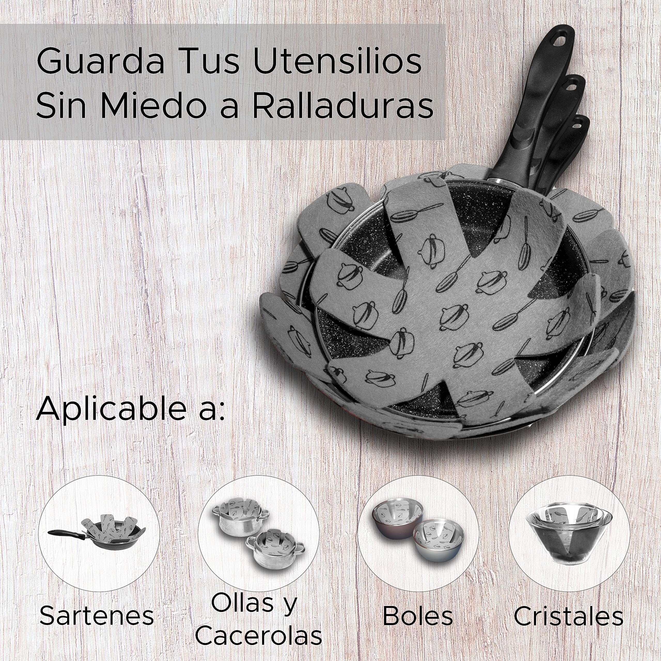 Proteggi Pentole In Feltro Grigio – Set Da 4 Separatori Anti Graffio Per Cucina - 2