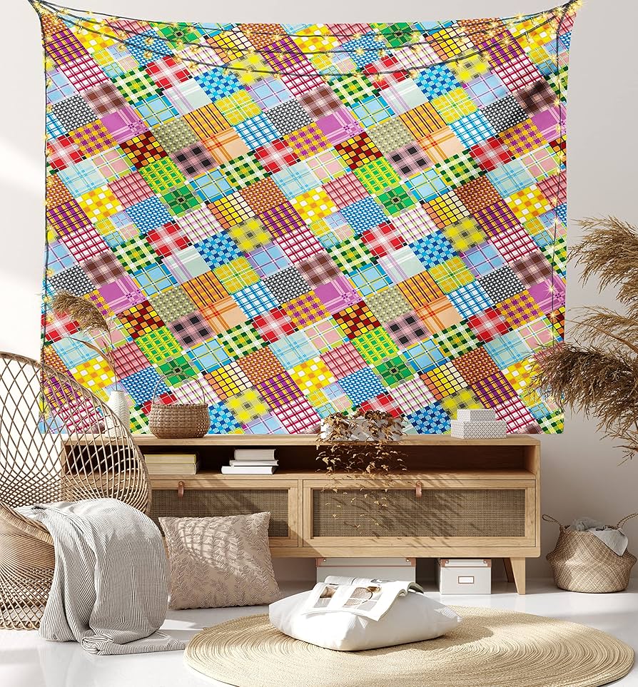 パッチワークタペストリー「春の予感」縦 166cm 横147cm の大作 パッチワークタペストリー「春の予感」縦 166cm 横147cm の大作