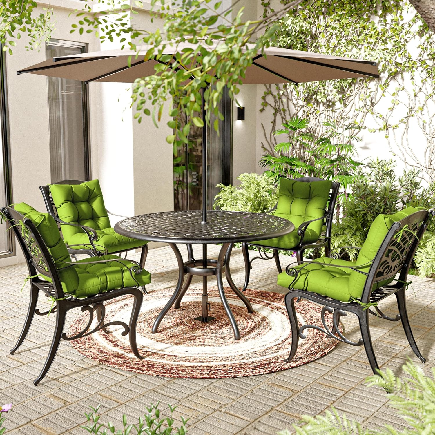 Patio Seat&Back Chair Cushions for Outdoor Furniture，Comfortable Cushions for Rocking/Dining/Lawn Chair-Set of 2