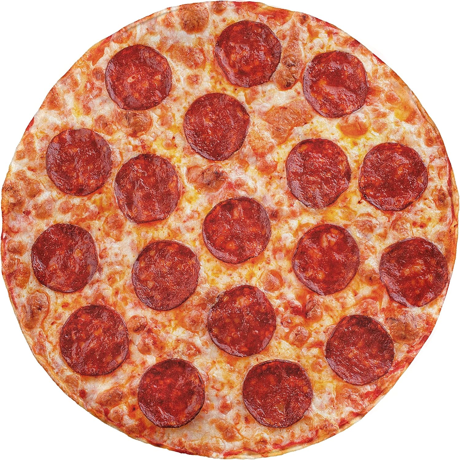 Ambesonne Italian Round Blanket, Pizza with Pepperoni Bologna Sausage and Mozzarella Cheese Delicious, Lightweight Sofa & Bed Cover Novelty Gifts for All Seasons, 60" Round, Burnt Orange Burgundy