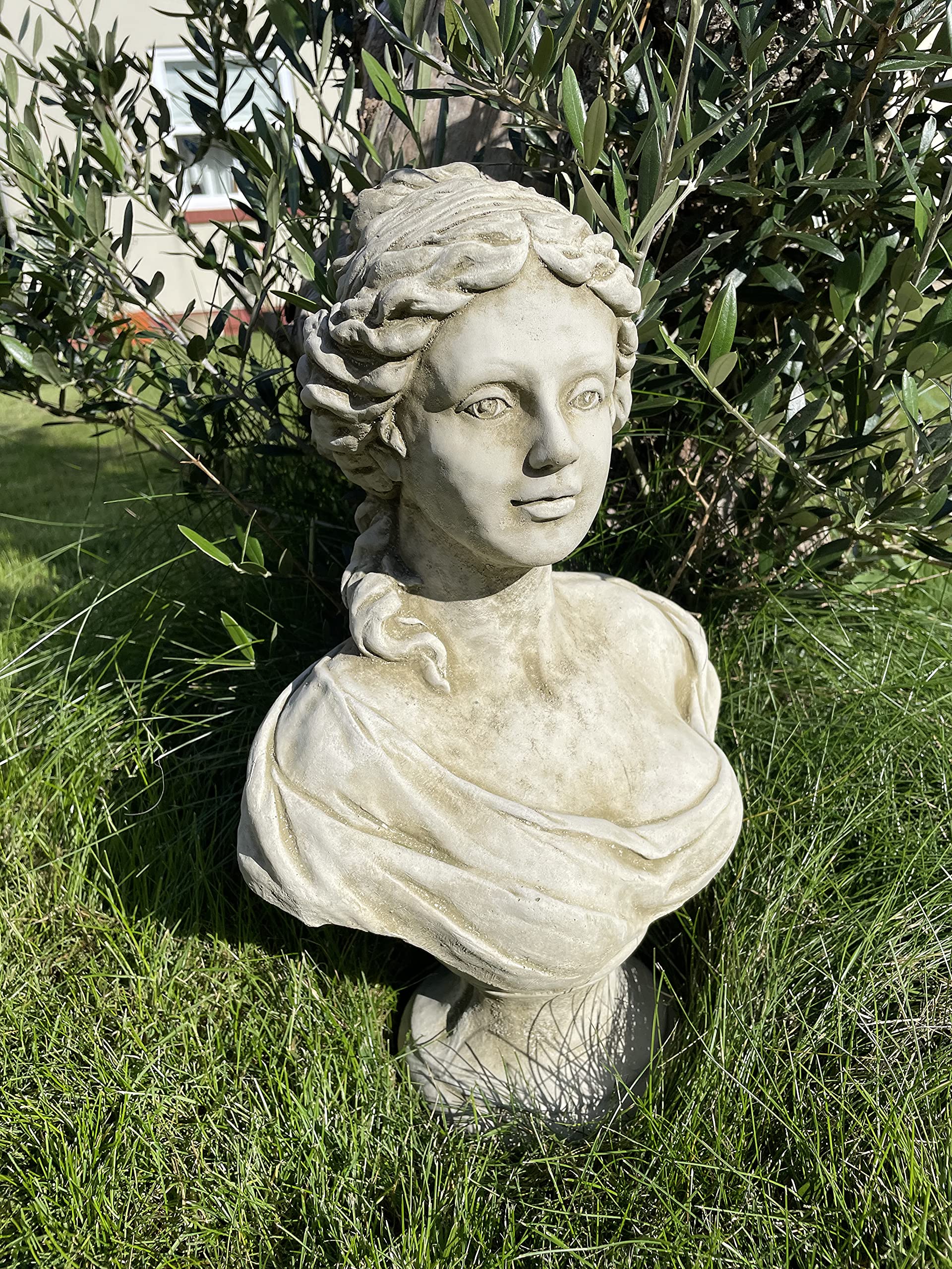 Estatua del busto de la criada francesa | Piedra reconstituida Classic Concrete Garden Ornamento