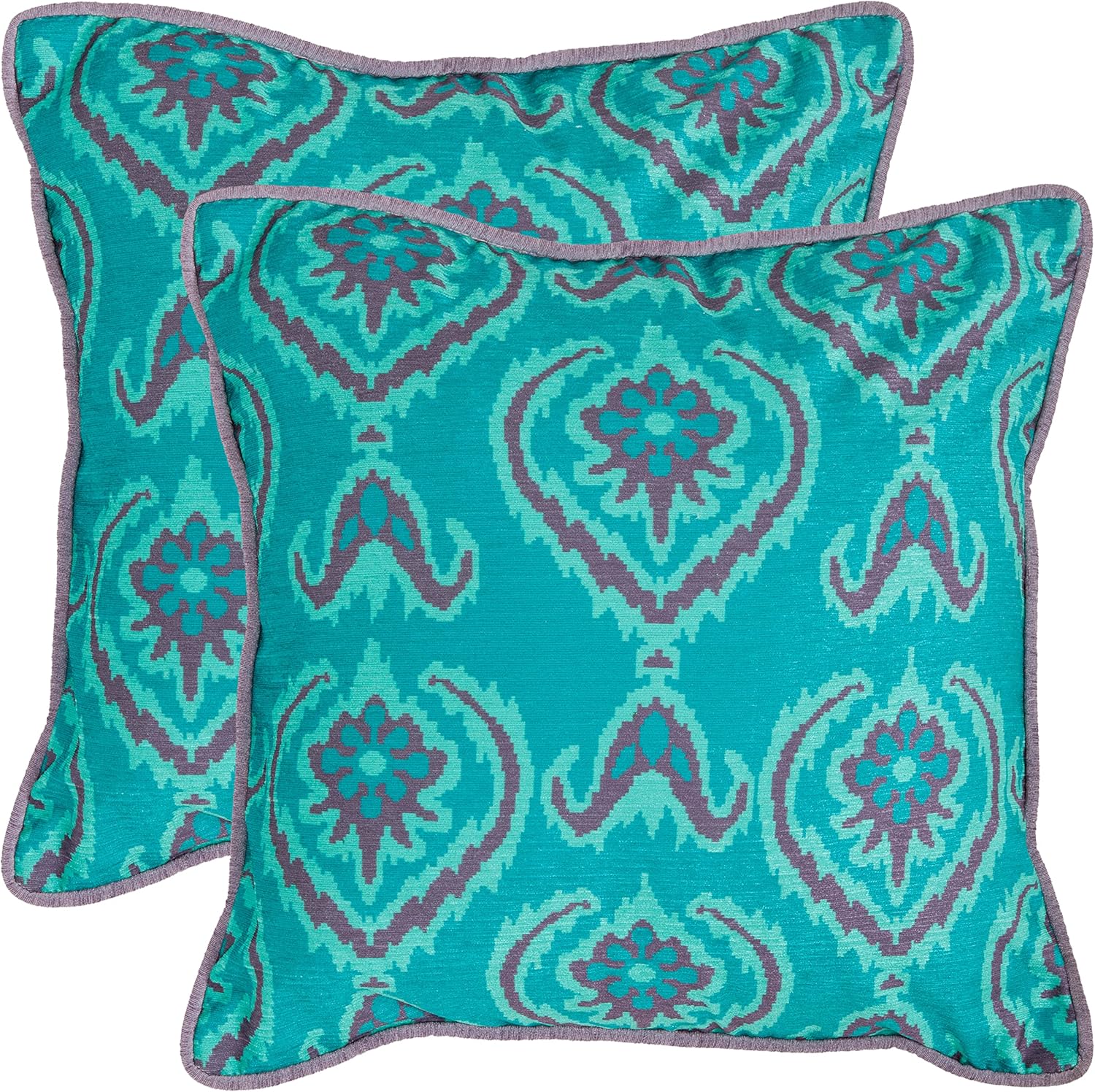 Safavieh Pillow Collection Throw Pillows, 22 by 22-Inch, Alpine Blue, Set of 2