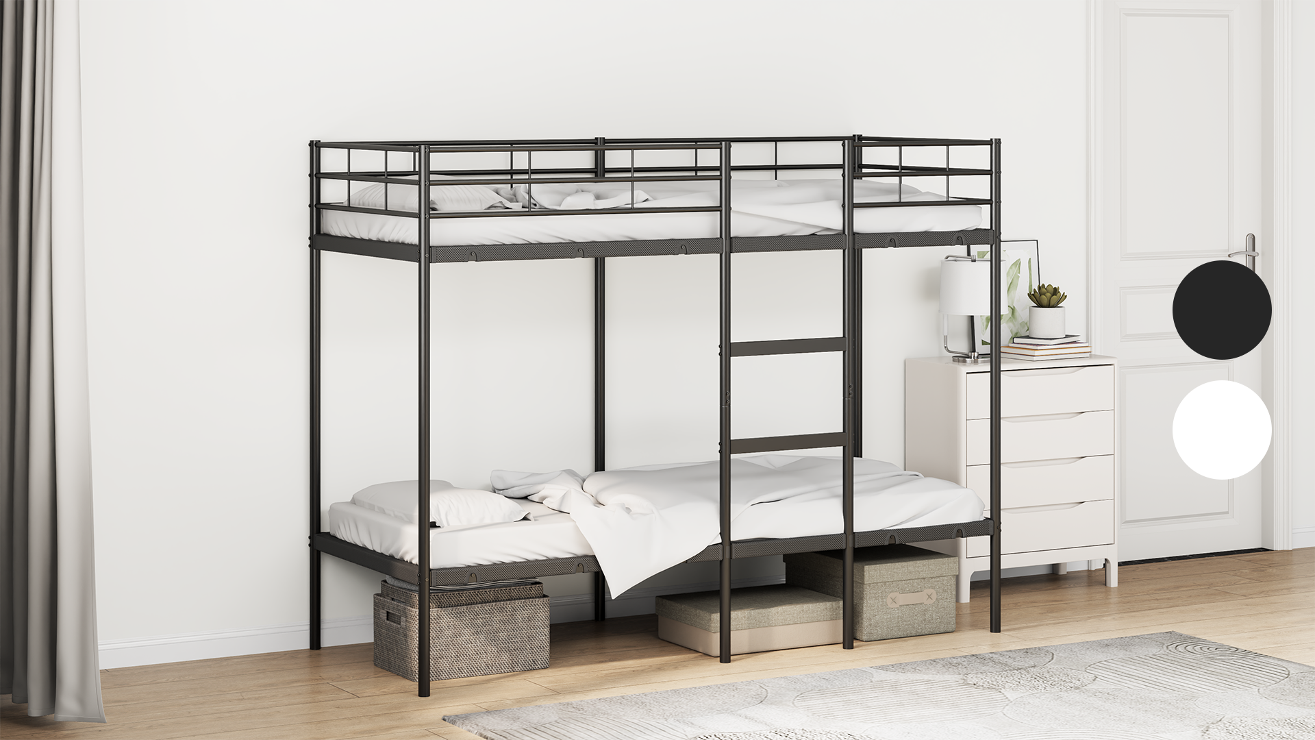 vidaXL Stapelbed zonder matras 90x190 cm staal wit, bedframe, bedbodem, slaapkamermeubilair, hoogslaper, stapelbedframe, eenpersoons stapelbedframe
