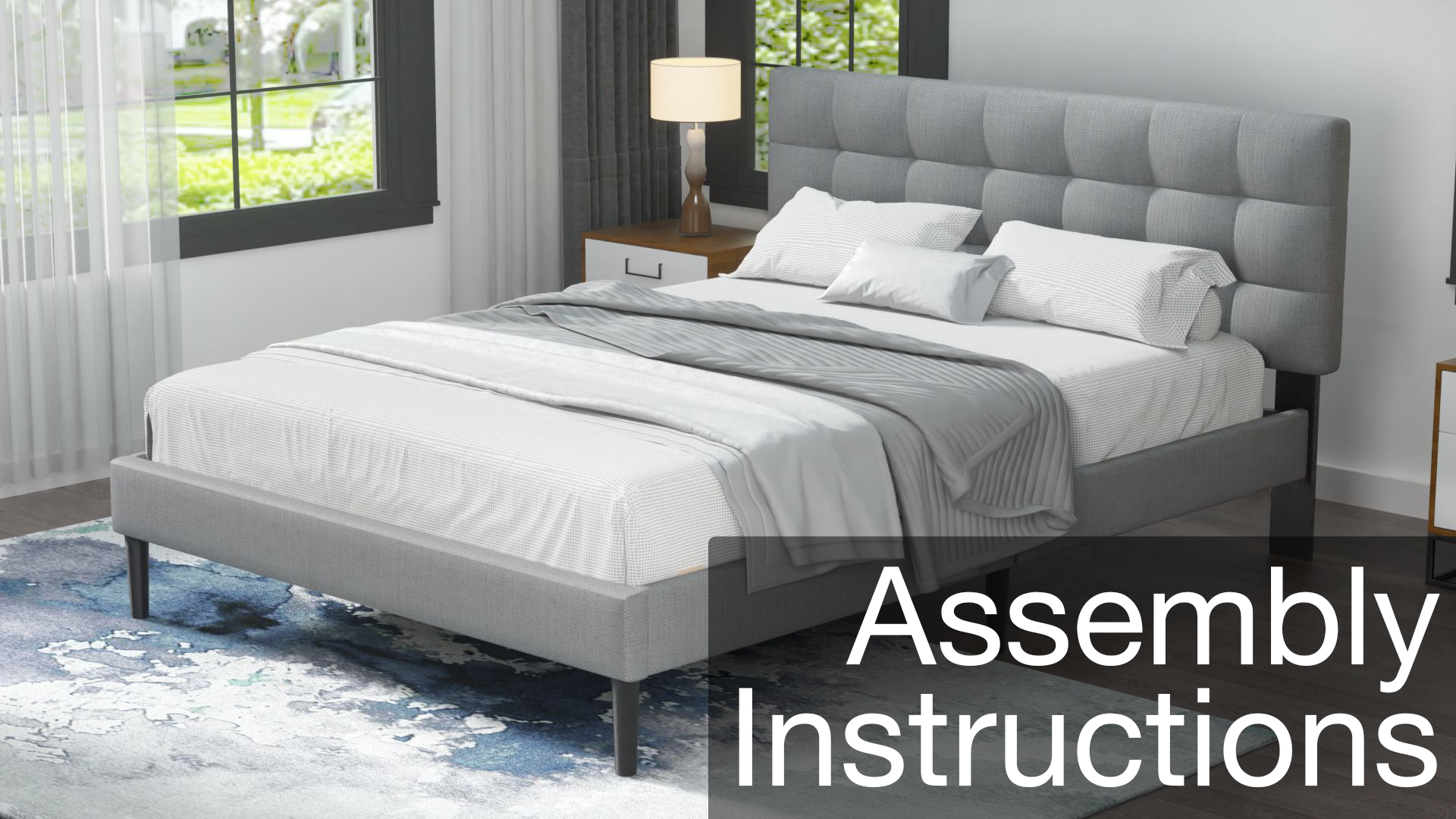 Amazon.com: ZIEUNS Queen Size Upholstered Bed Frame, Modern