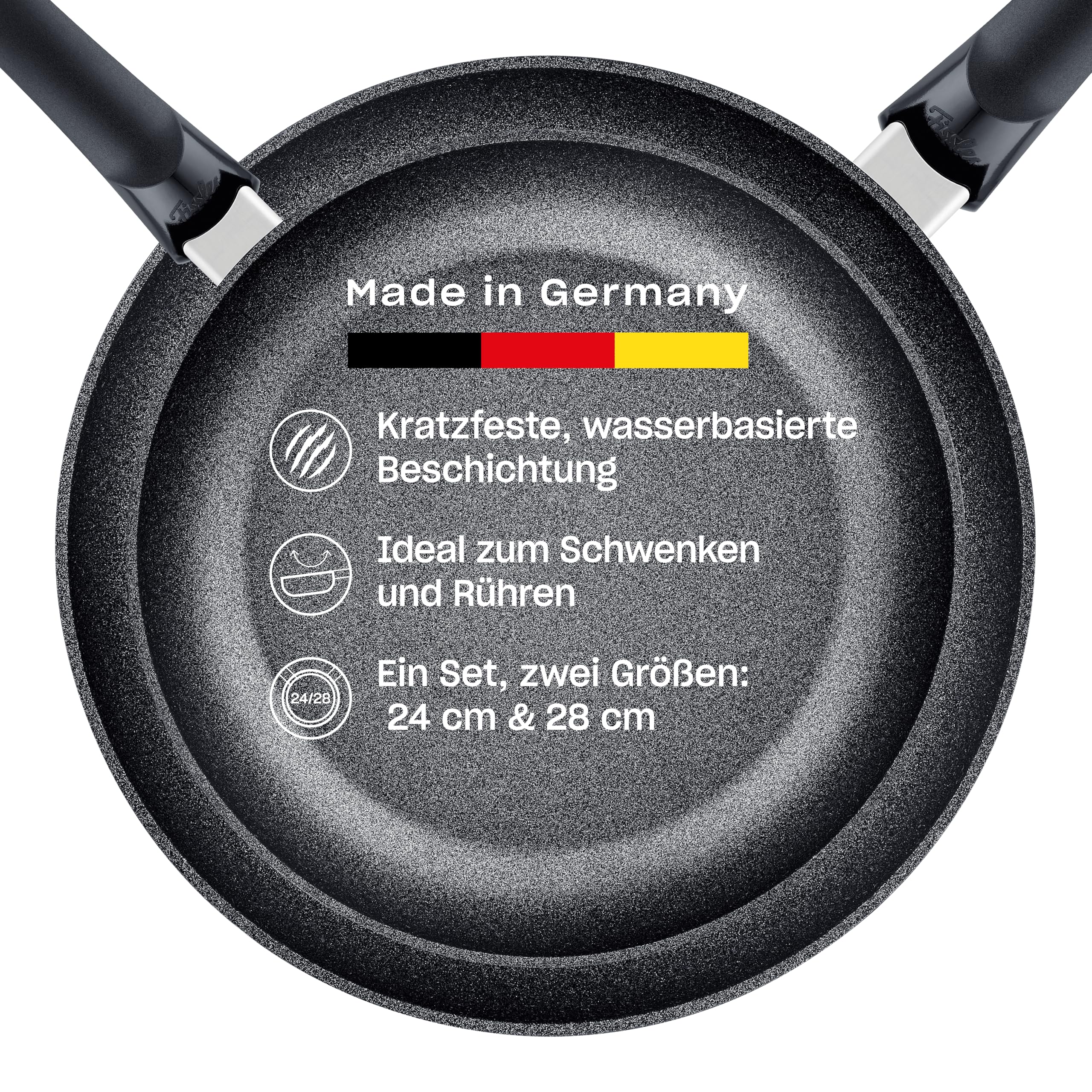 Fissler Adamant Classic/Frying Pan Set of 2 (24 + 28 cm) Coated Saucepan Non-Stick Induction Anthracite