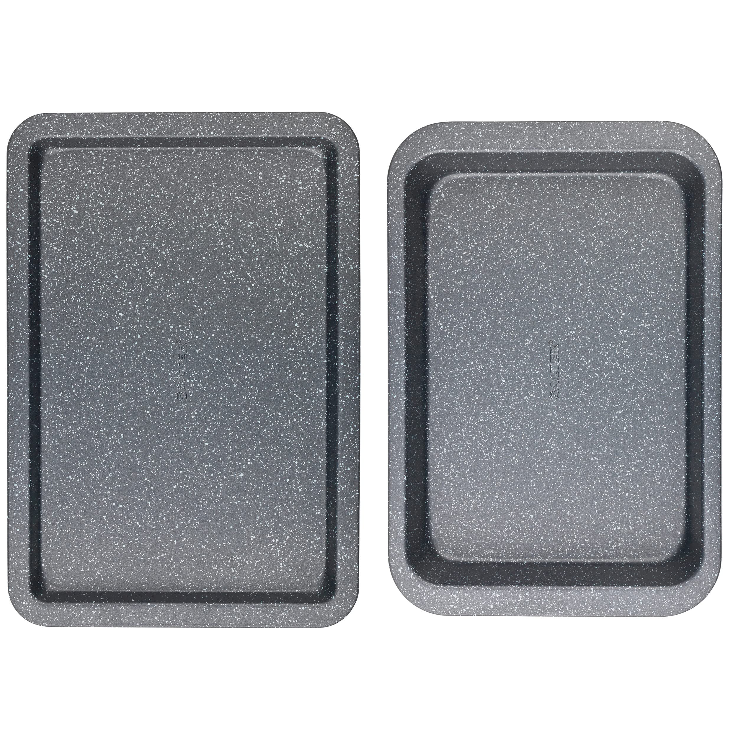 SalterCOMBO-8102 Megastone Roaster and Baking Tray, Non-Stick Coating Bakeware, Oven Safe, PFOA-Free, Easy Clean, 36 and 37 cm, Black