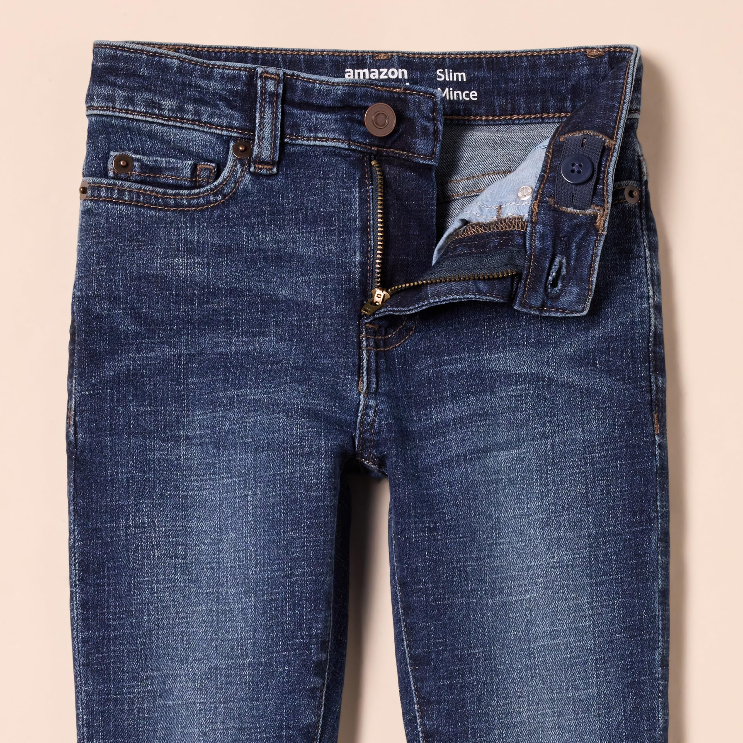 Amazon Essentials Niños Pantalón Vaquero Elástico de Ajuste Entallado