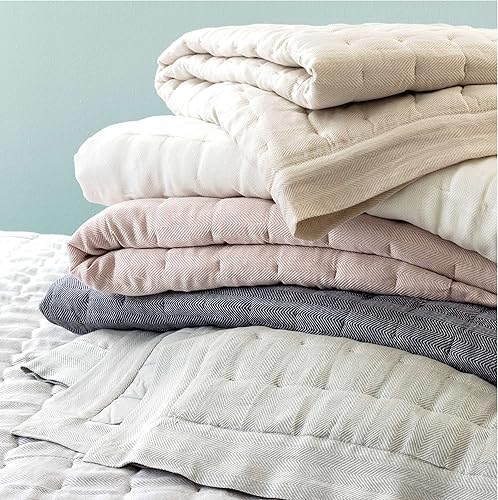 Miniatura 10 de Pine Cone Hill Brussels - Funda de almohada acolchada natural, tamaño King, patrón sólido neutro