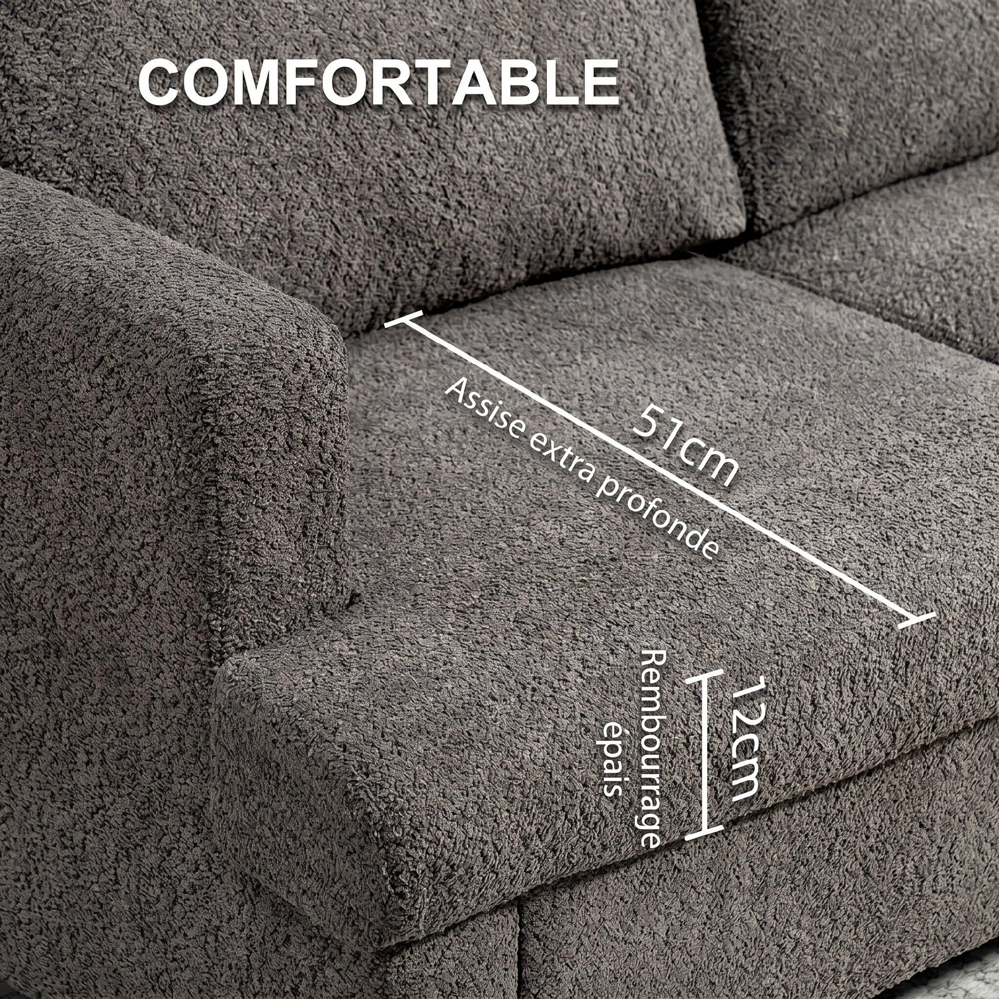 HOMCOM 54.3" Sofá 2 plazas Moderno Cojines Desmontables Gris Oscuro