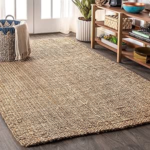 JONATHAN Y NRF102A-3 Pata Hand Woven Chunky Jute Indoor Area -Rug Bohemian Farmhouse Easy -Cleaning Bedroom Kitchen Living Room Non Shedding, 3 ft x 5 ft, Natural Color