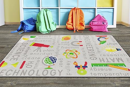Miniatura 25 de Flagship Carpets STEM - Alfombra educativa de ciencia para aula infantil o habitación de los niños, alfombra de sala de juegos o tapete