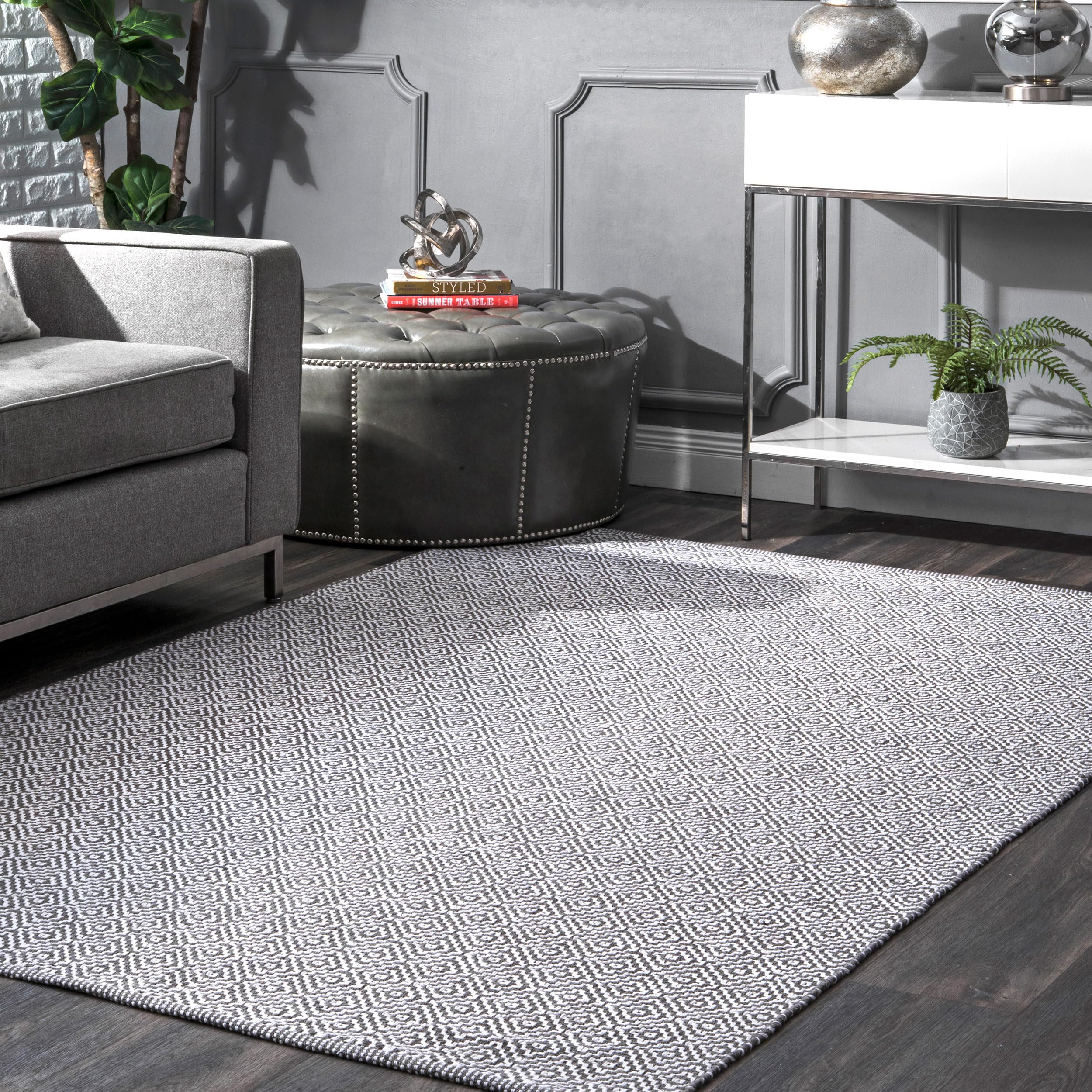 nuLOOM Lorretta Geometric Cotton Area Rug, 4x6, Grey