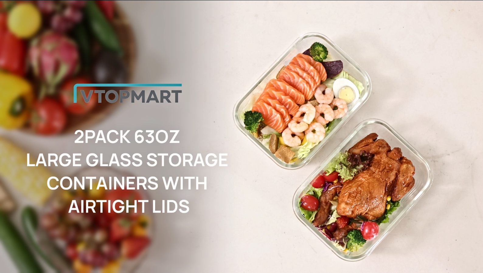 Amazon.com: Vtopmart Glass Food Storage Containers, 35oz + 12.5oz