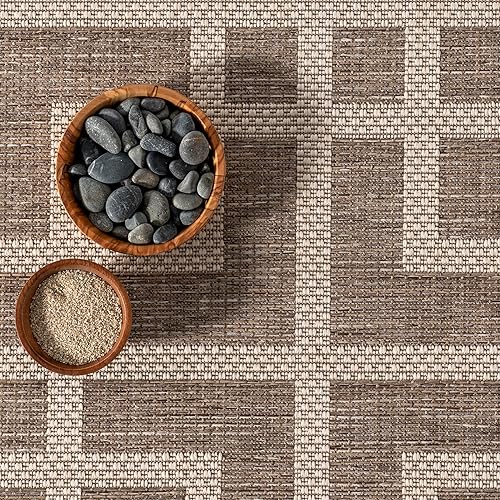 Miniatura 7 de nuLOOM Cara Oriental Trellis - Alfombra de área para interiores y exteriores, 6 x 9 pies, color marrón