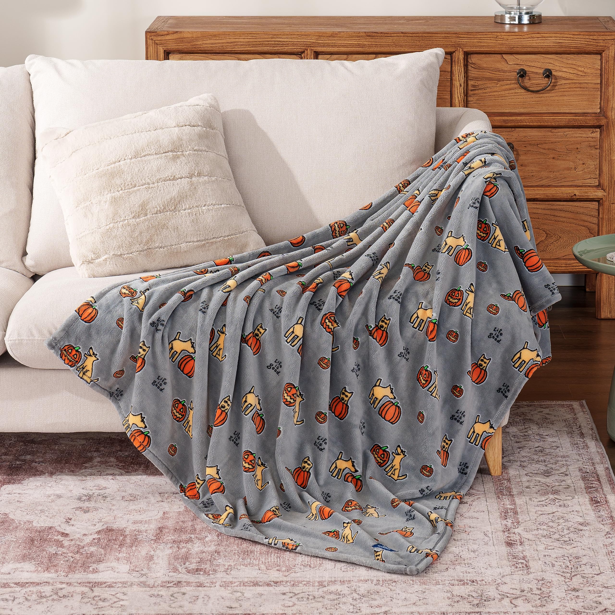 Berkshire Blanket Life is Good® Plush Cute Serasoft® Throw Blanket,Super  Soft Printed Flannel Fleece Throw Blanket(50 in x 70 in,Rocket Happy