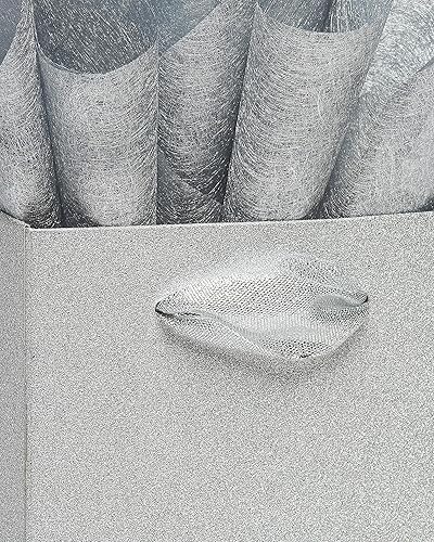 Miniatura 3 de Papyrus Bolsa de regalo de bebidas de 14 pulgadas con papel de seda (purpurina plateada) para cumpleaños, bodas, despedidas de soltera y todas las