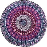 Vista 9 de Popular Handicrafts Tapiz redondo para colgar en la pared, diseño de mandala hippie, bohemio, hippie, intrincado, indio, mantel de 50 pulgadas