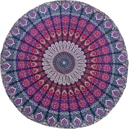 Popular Handicrafts Tapiz redondo de mandala indio, redondo, para playa, tapiz colgante de pared, mantel de algodón gitano hippy, bohemio, sábana de Popular Handicrafts Tapiz redondo de mandala indio, redondo, para playa, tapiz colgante de pared, mantel de algodón gitano hippy, bohemio, sábana de