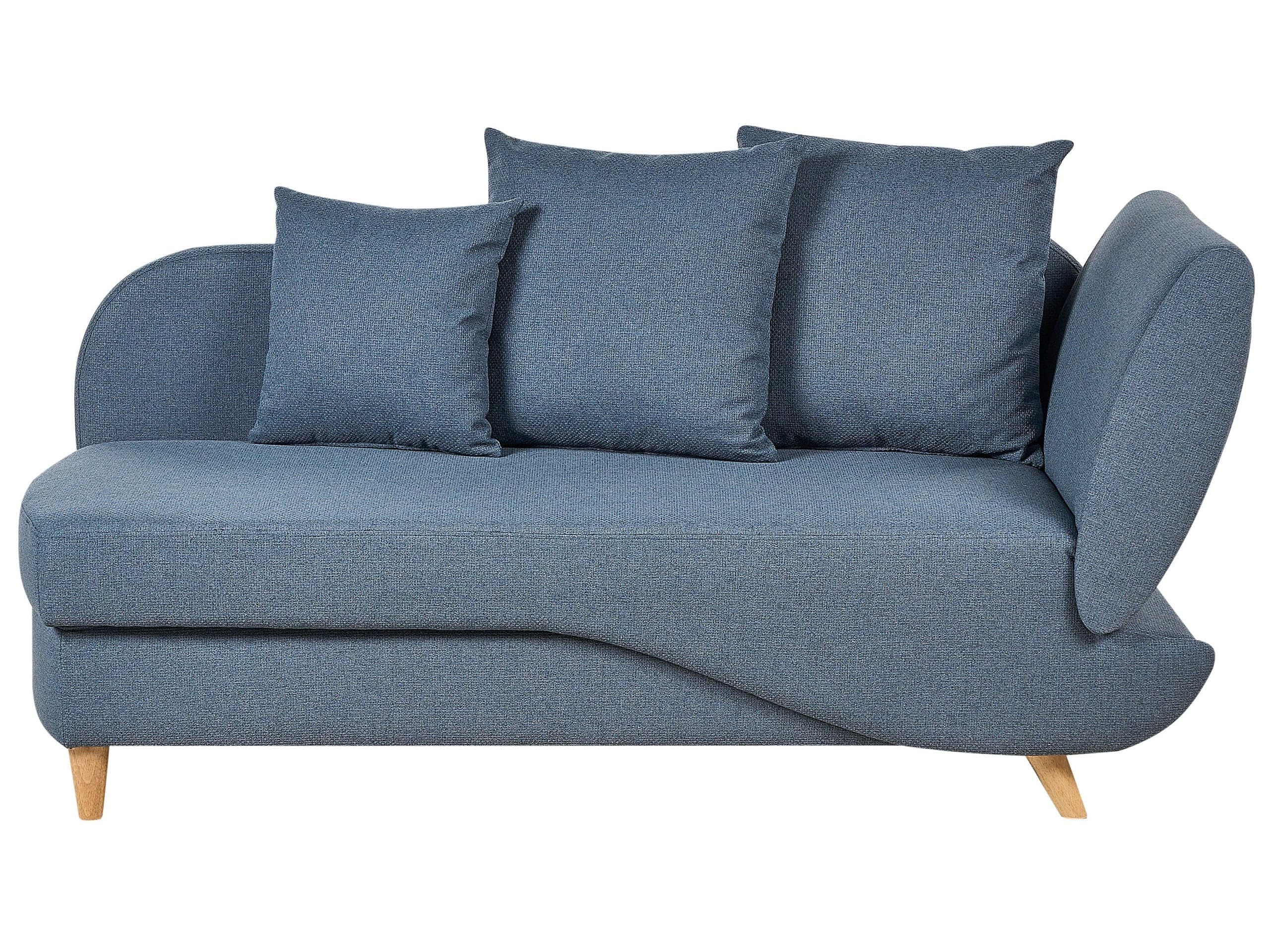 Beliani Chaiselongue Leinenoptik blau rechtsseitig mit Stauraum Kissen modern Meri II