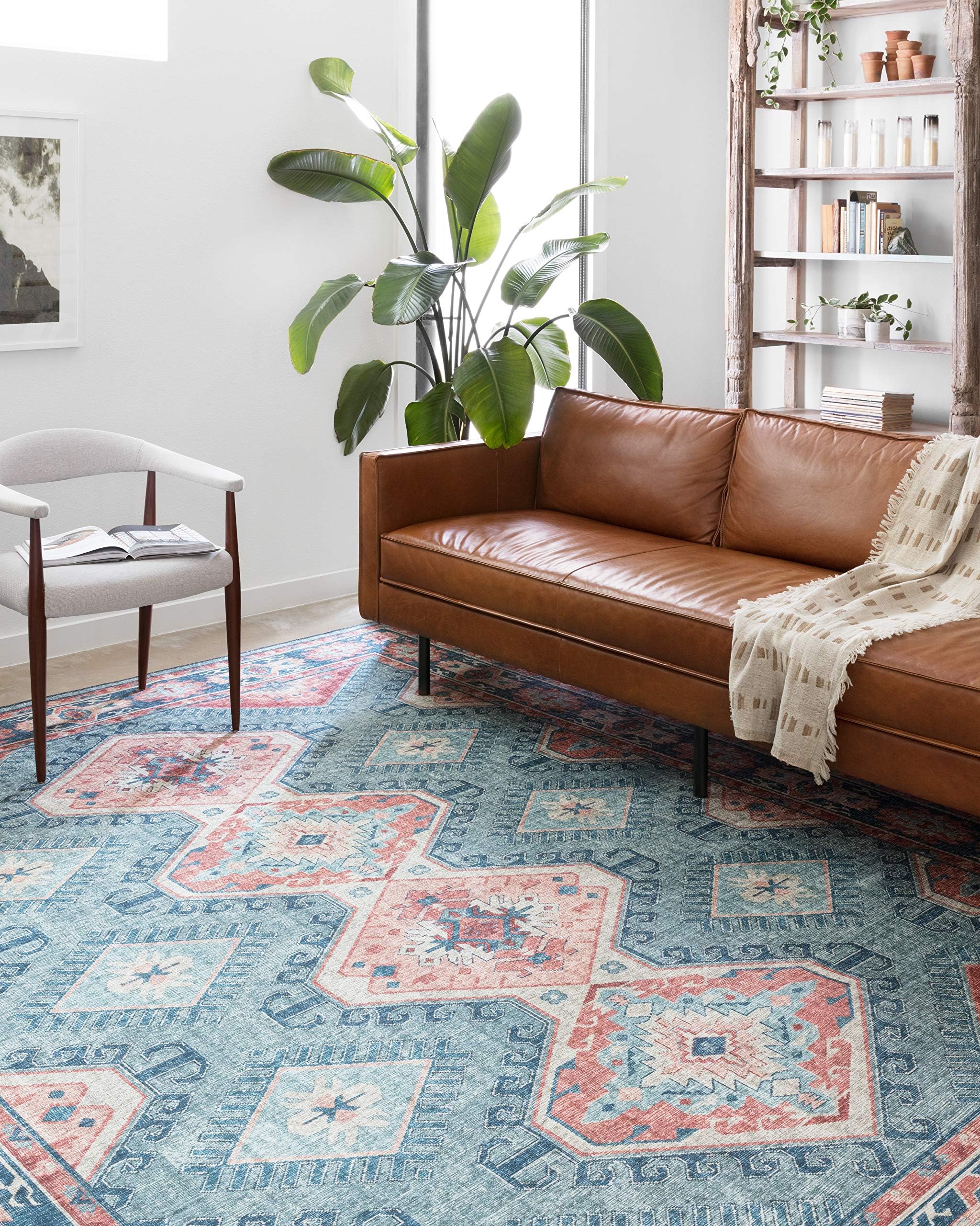 Skye Collection SKY-03 Turquoise/Terracotta 2'-6" x 7'-6" Runner Rug