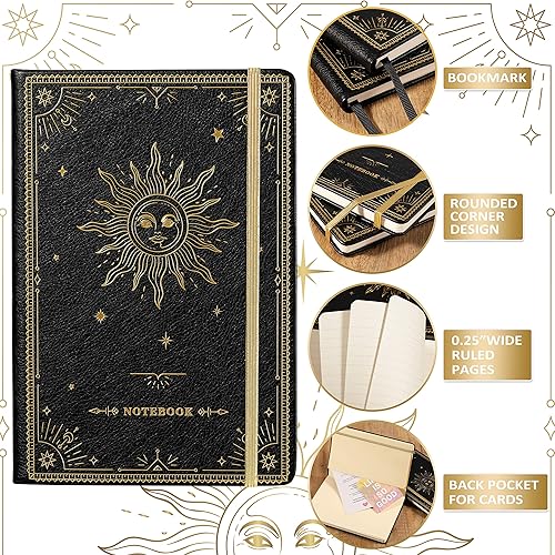 Miniatura 4 de Cuadernodiario a rayas  Cuaderno de escritura clásico de papel grueso de alta calidad con bolsillo  divisores de página regalos bandas grande 144