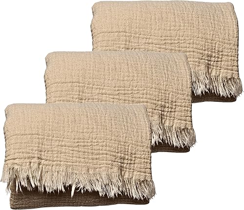 Miniatura 1 de PÜSKÜL - Toallas de muselina de algodón turco orgánico ultra suaves para adultos, 33 x 67 pulgadas, paquete de 3 (crema natural)