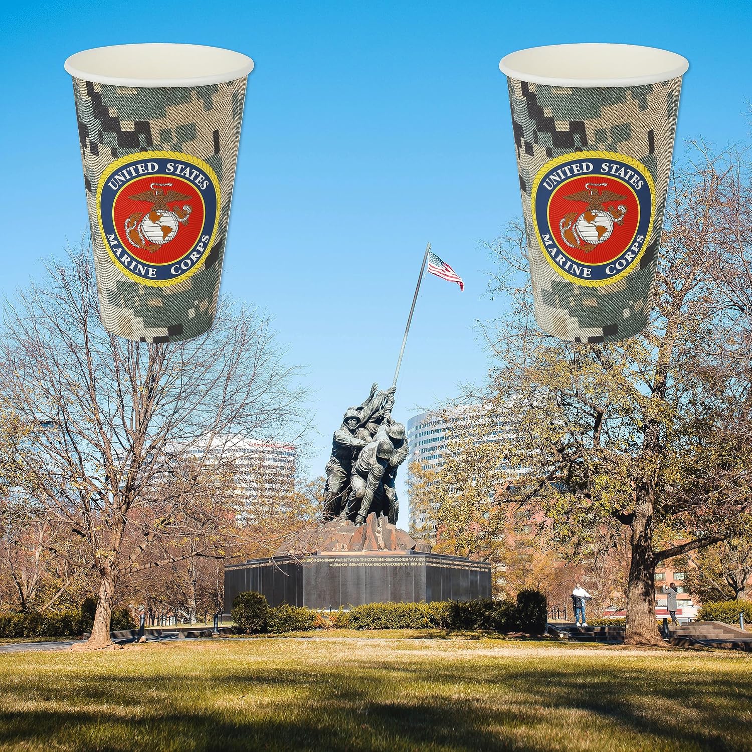 Havercamp U.S. Marines Party Cups (16 cups)! 16oz. Heavyweight Paper Cups! Authentic, Licensed Marine Corps Design. For Graduation Party, Retirement, Welcome Home & Birthdays. Ooh-Rah