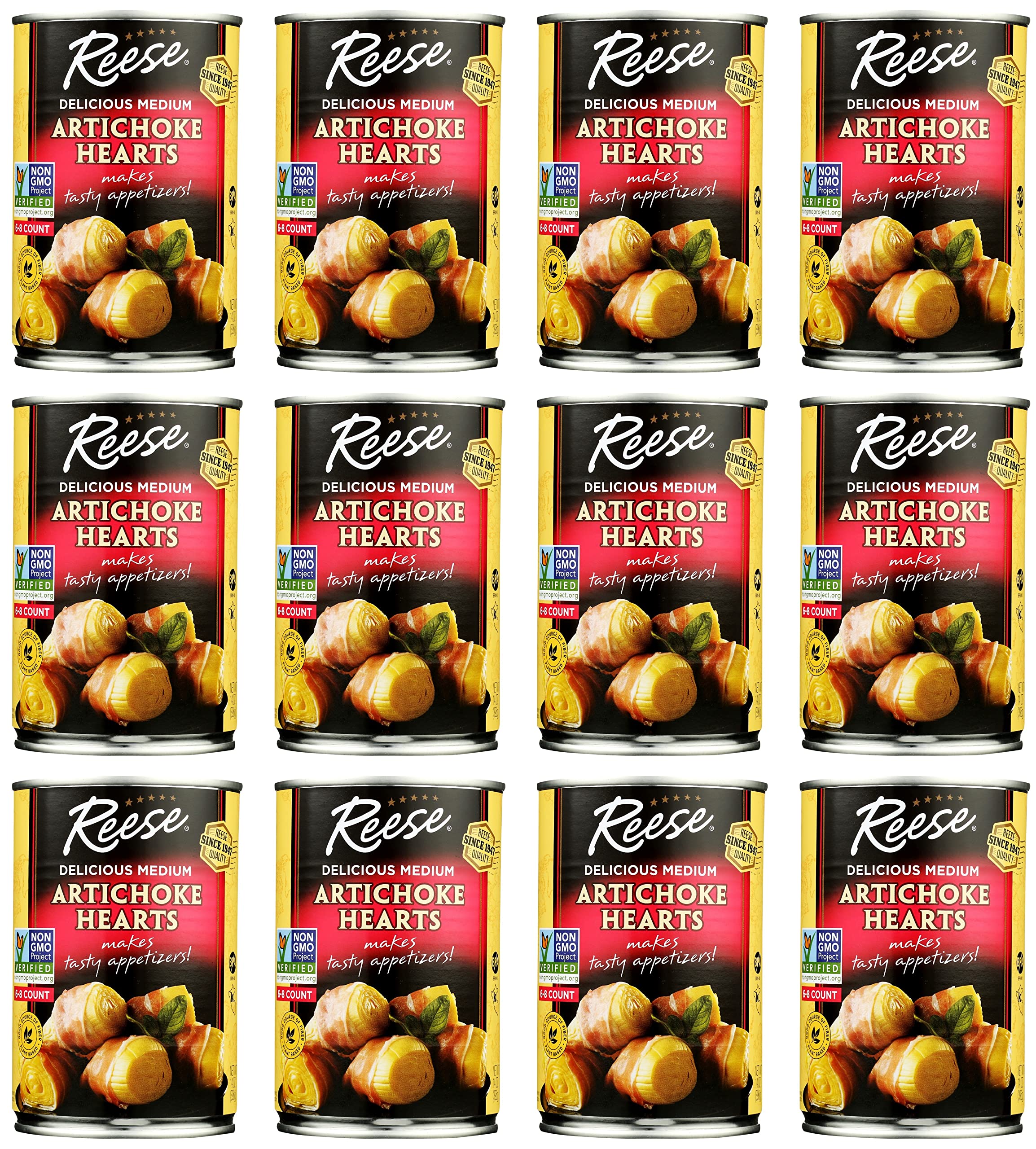 Reese Medium Artichoke Hearts Non GMO, 14 Ounce (Pack of 12)