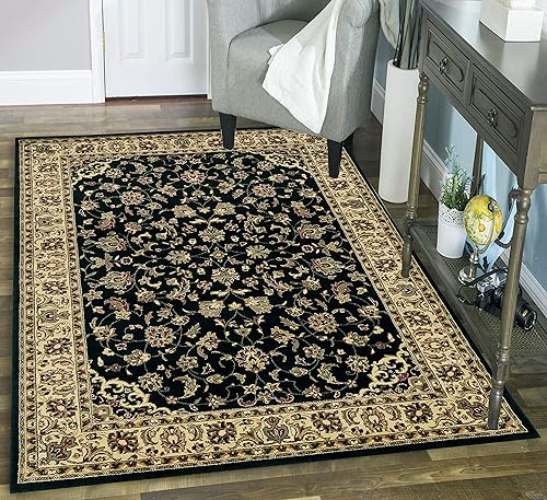 Miniatura 2 de Radici Castello 953 - Alfombra de área, 5 pies 5 pulgadas x 7 pies 7 pulgadas, color negro