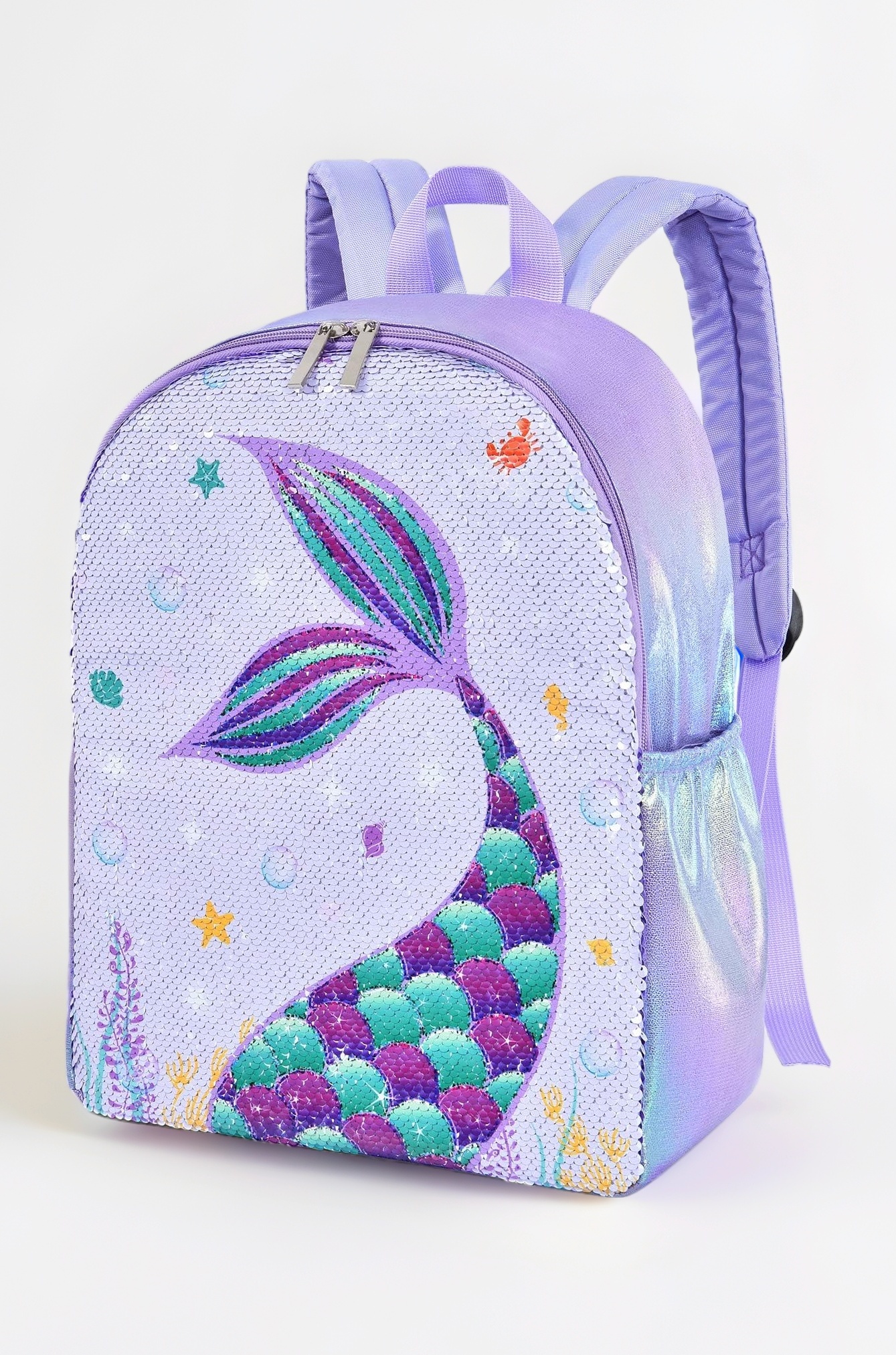 Mermaid Kids Backpack - Sparkly Sequence School Backpack for Little Kids Girls Preschool Kindergarten Elementary 15” Lightweight Hiking Travel Casual Laptop Book Bag