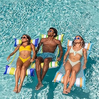 Sloosh 3 Pack Inflatable Pool Float Hammock, Water Lounges, Multi-Purpos...