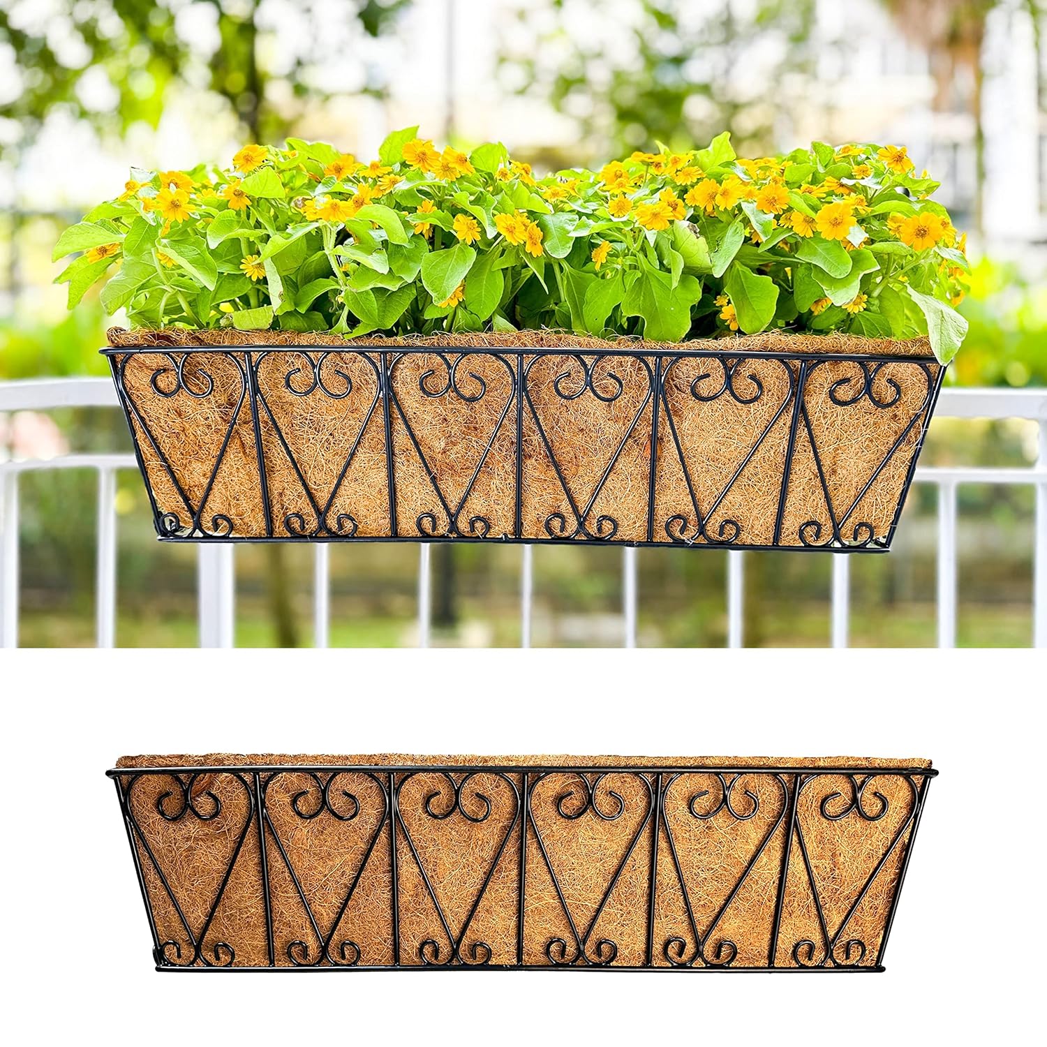 LaLaGreen Wall Hanging Planter 1 Pack, 24 Inch Deck Railing Planter